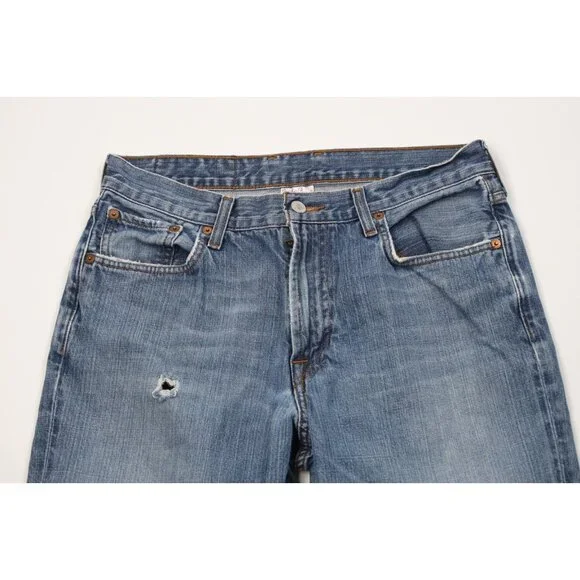 Vintage Y2K Lucky Brand Mens 32x32 Distressed Flared Wide Leg Denim Jeans Blue